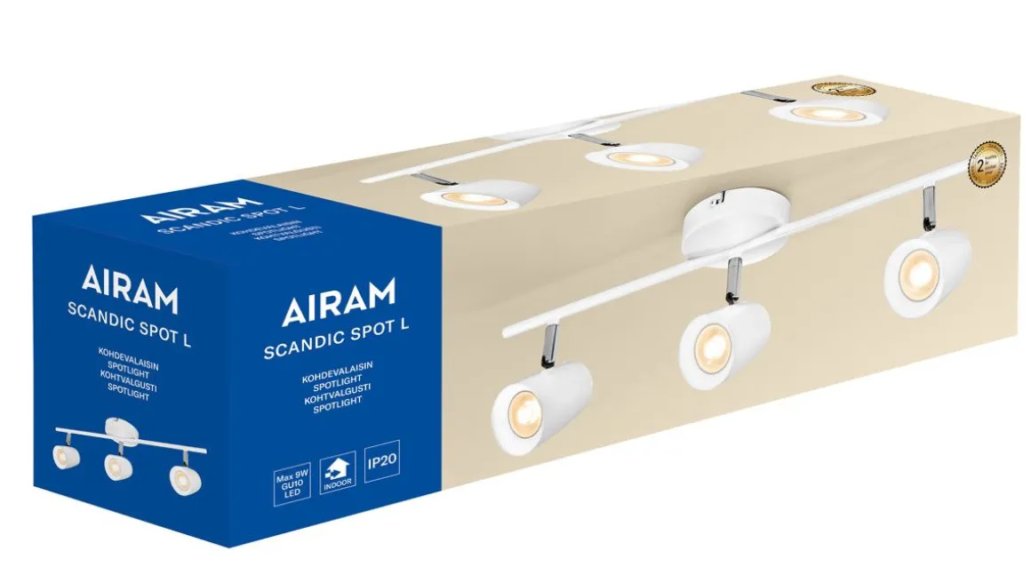 AIRAM SCANDIC KOHDEVALAISIN SPOT L 3XGU10 VALKOINEN