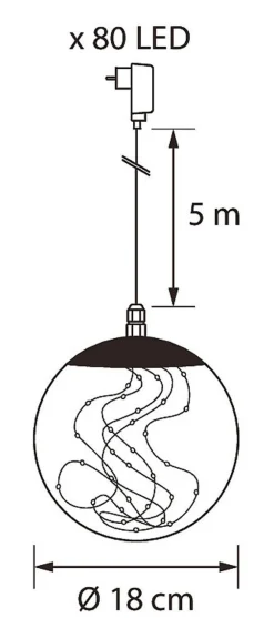 AIRAM TIRANDI 18 CM 80 LEDIÄ LÄMM. VALK., AJASTIN 6/18, HIMMEN