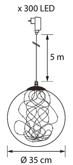 AIRAM TIRANDI  35 CM 300 LEDIÄ LÄMM. VALK., AJASTIN 6/18, HIMME