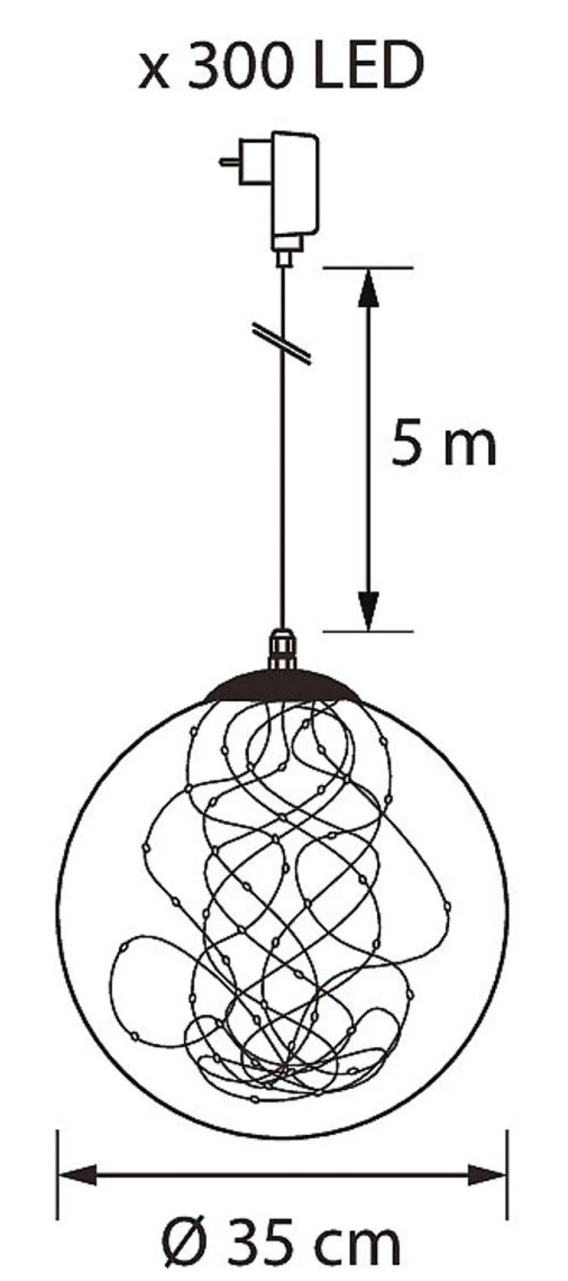 AIRAM TIRANDI 35 CM 300 LEDIÄ LÄMM. VALK., AJASTIN 6/18, HIMME