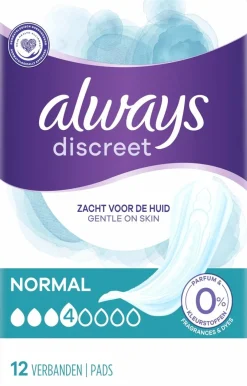 ALWAYS DISCREET NORMAL SIDE VIRTSANKARKAILUUN 12 KPL, 0 % VÄRIA