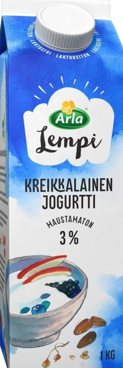 ARLA LEMPI KREIKKALAINEN JOGURTTI 3% LAKTON 1KG