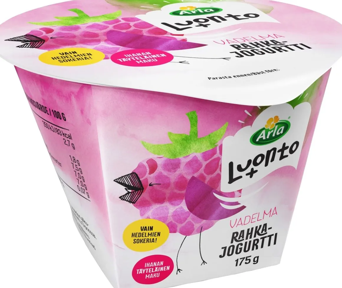 ARLA LUONTO+ AB RAHKAJOGURTTI VADELMA LAKTON 175 G
