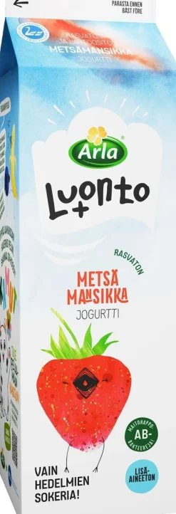 ARLA LUONTO+ AB RASVATON METSÄMANSIKKAJOGURTTI LAKTON 1KG