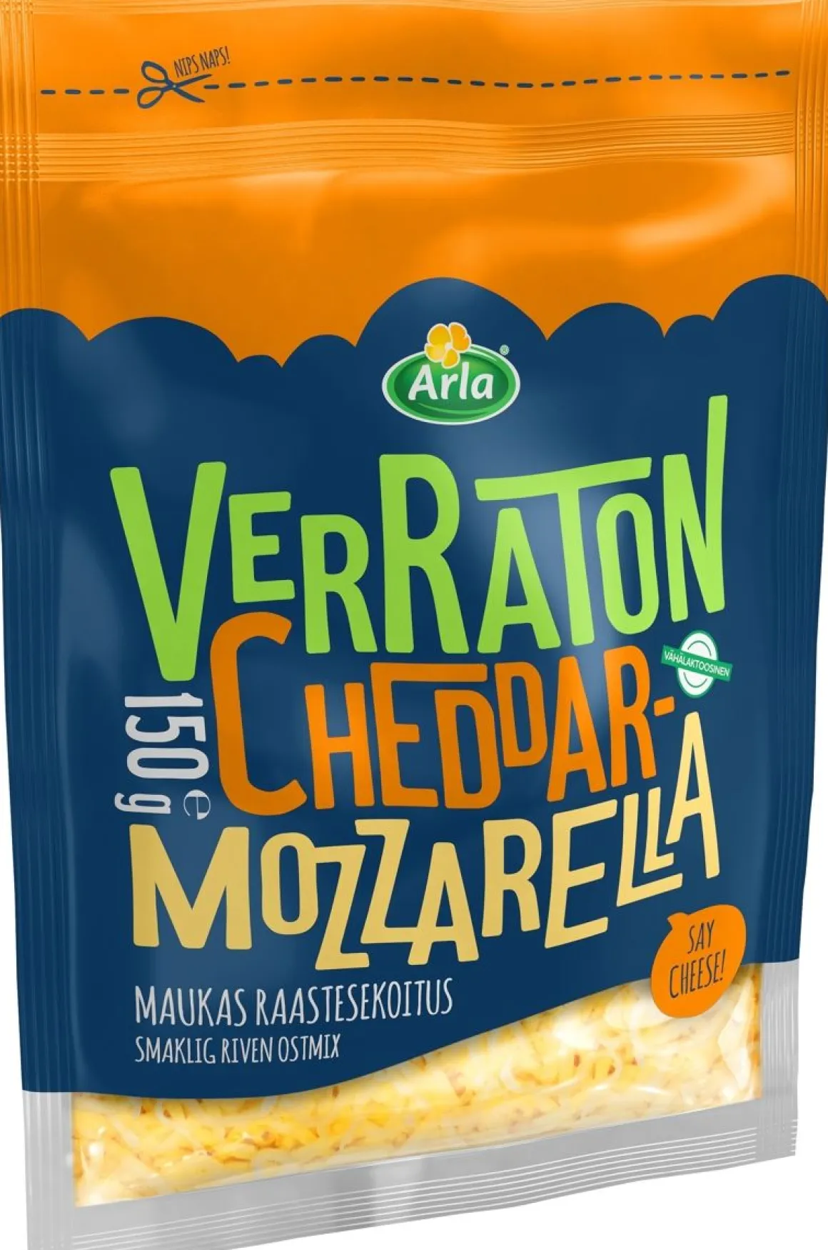 ARLA VERRATON CHEDDAR-MOZZARELLA RAASTE 150 G