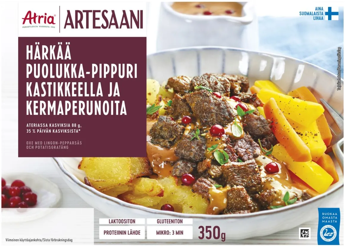 ATRIA ARTESAANI HÄRKÄÄ PUOLUKKA-PIPPURIKASTIKKEELLA JA KER