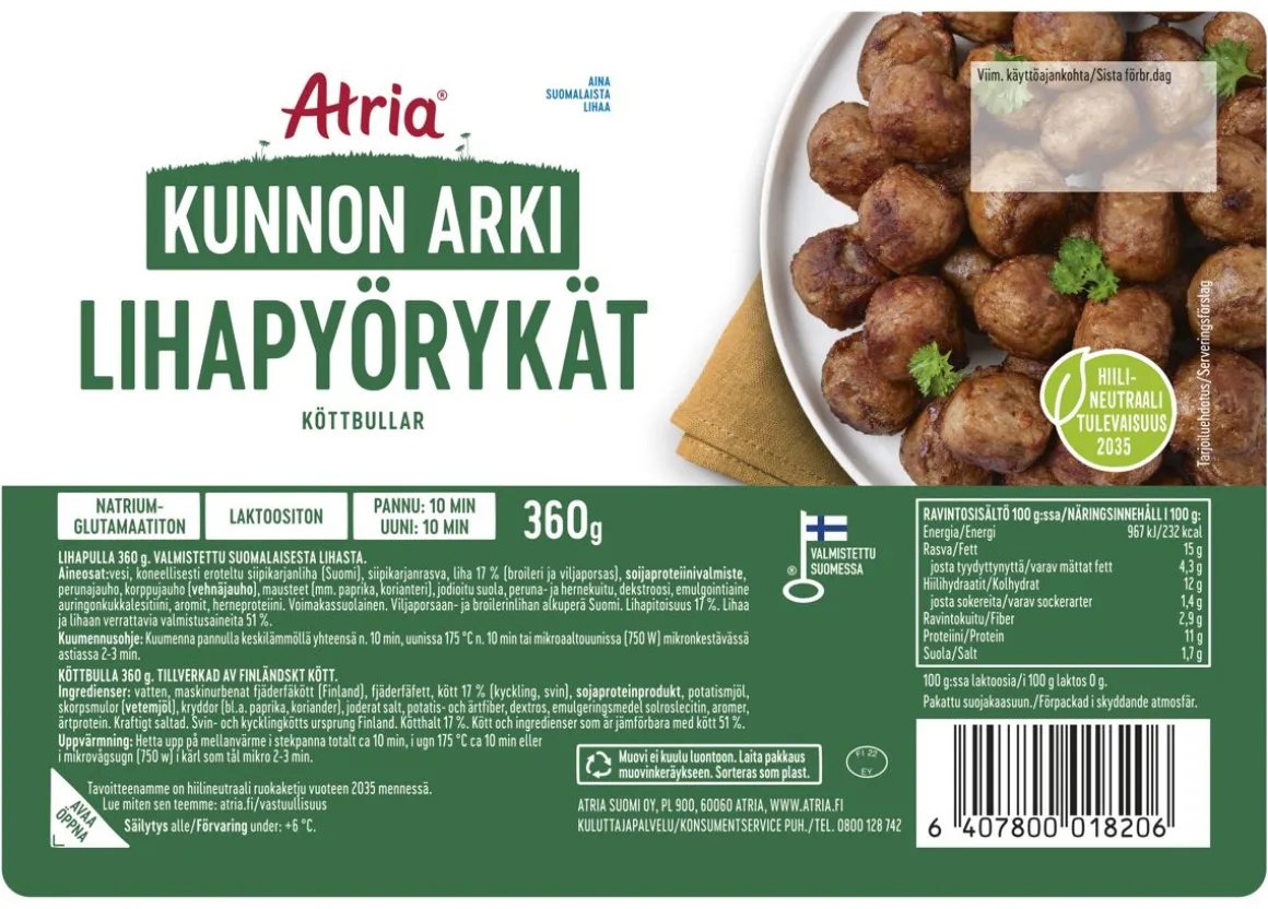 ATRIA KUNNON ARKI LIHAPYÖRYKÄT 360 G