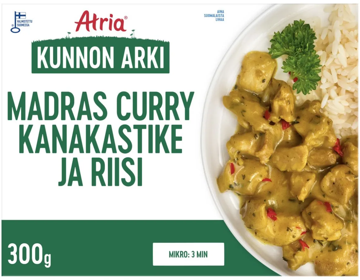 ATRIA KUNNON ARKI MADRAS CURRY KANAKASTIKE JA RIISI 300 G