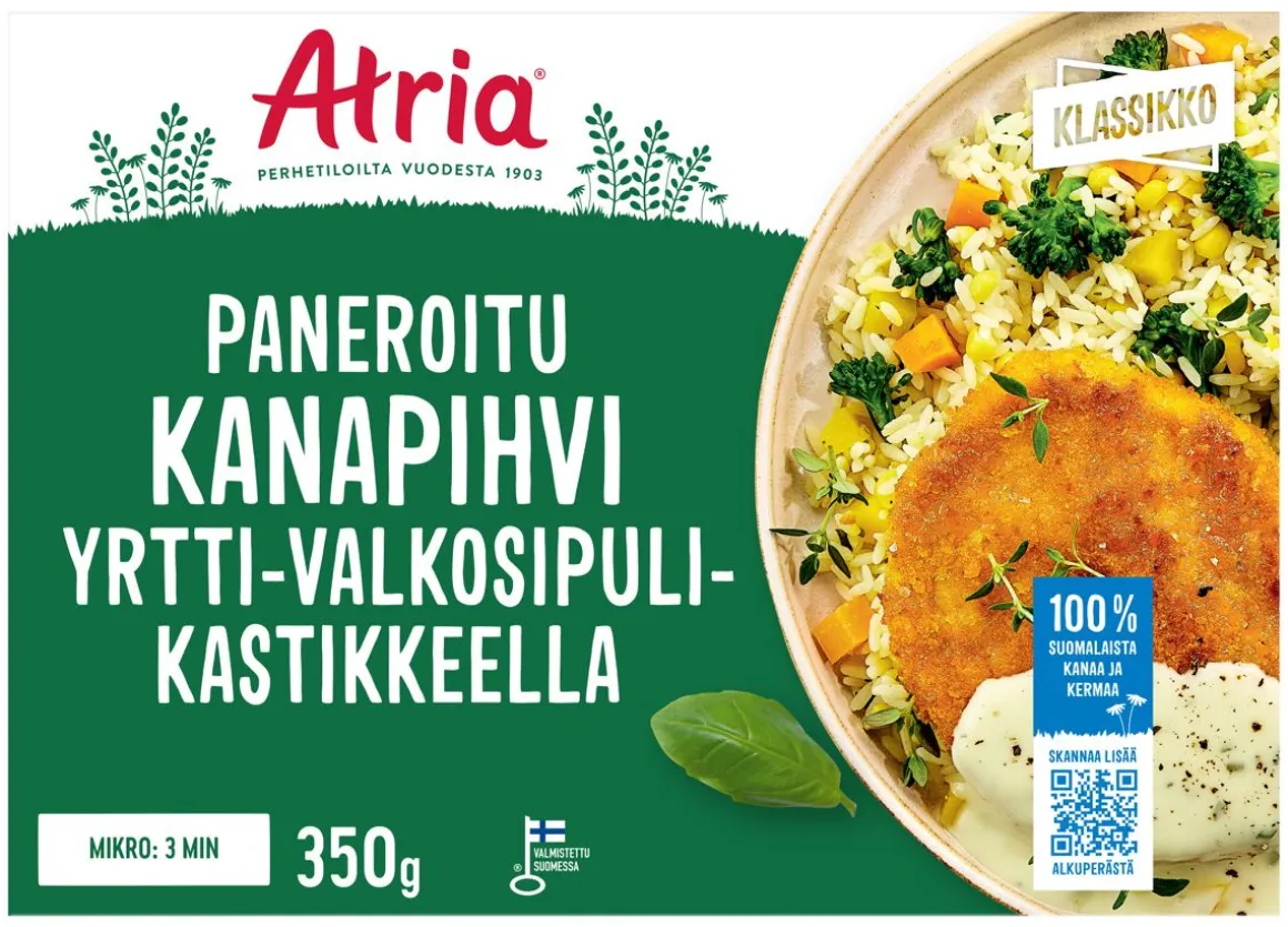 ATRIA PANEROITU KANAPIHVI YRTTI-VALKOSIPULIKASTIKKEELLA 350 G