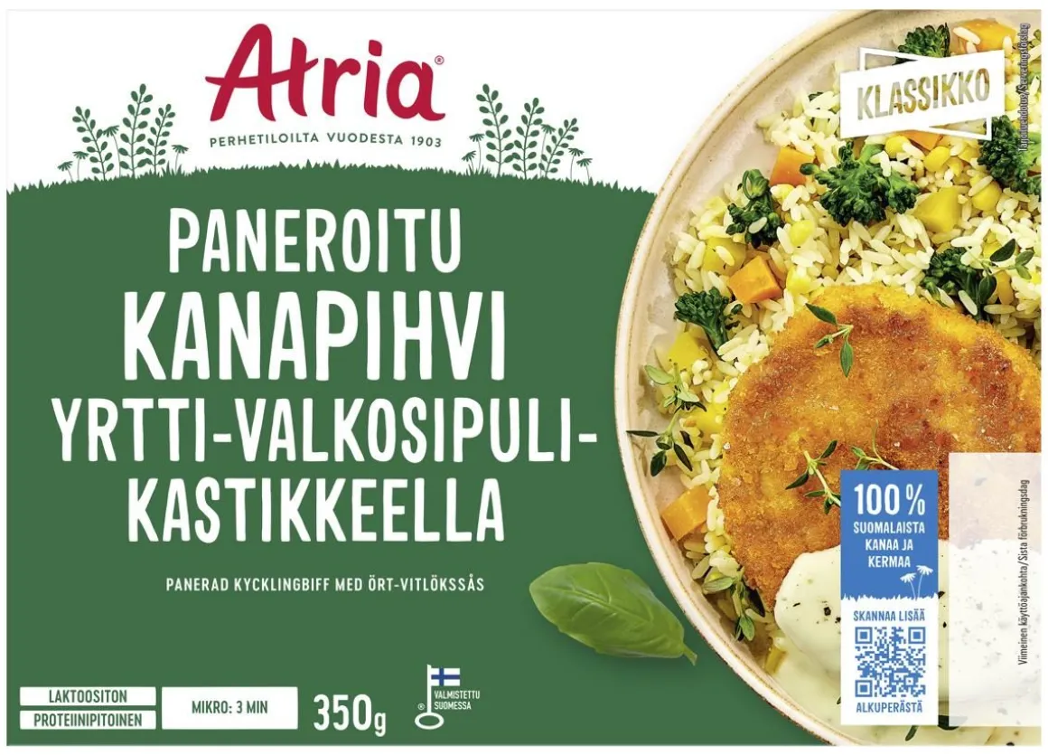 ATRIA PANEROITU KANAPIHVI YRTTI-VALKOSIPULIKASTIKKEELLA 350 G