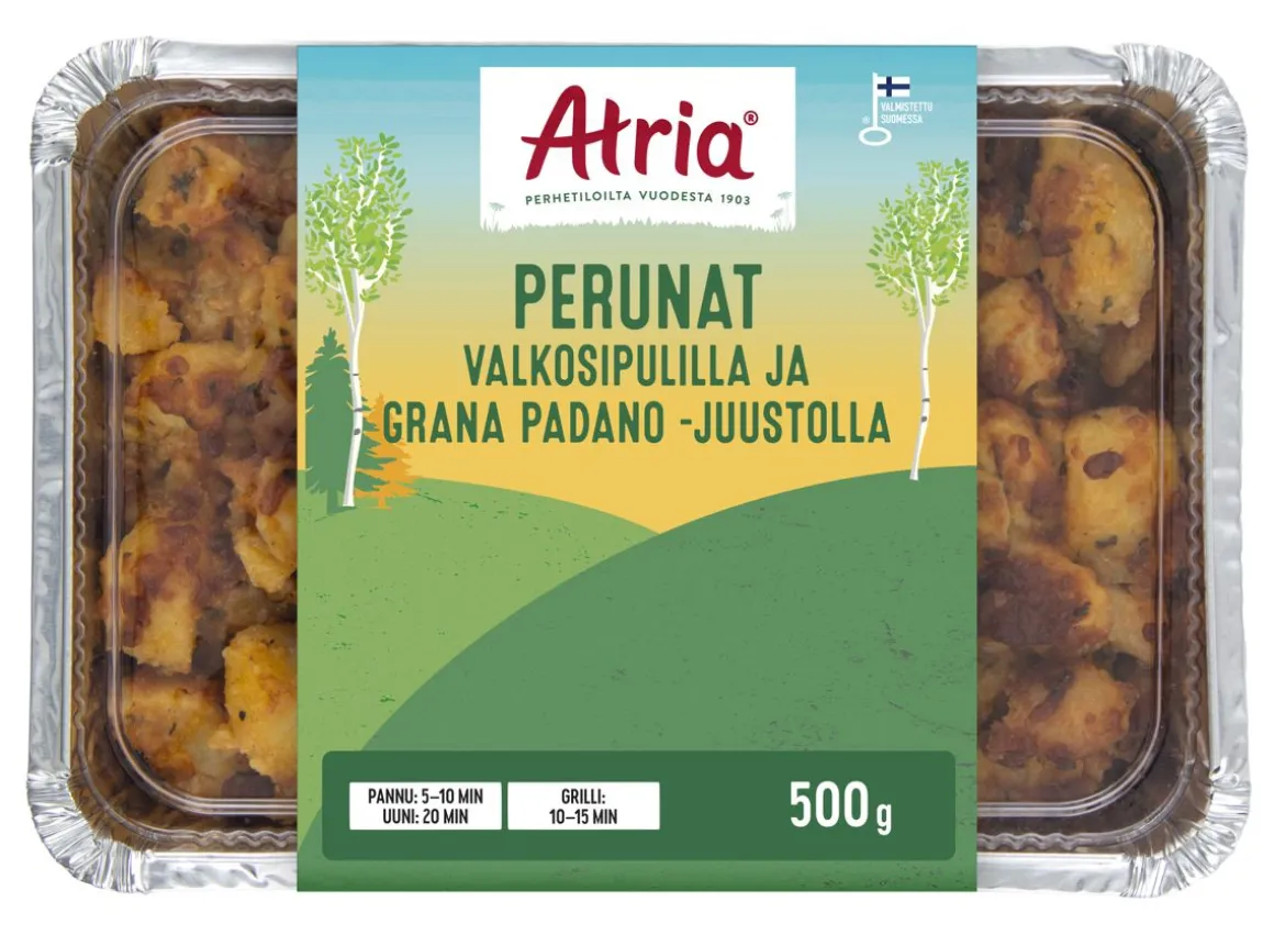 ATRIA PERUNAT VALKOSIPULILLA JA GRANA PADANO -JUUSTOLLA 500 G