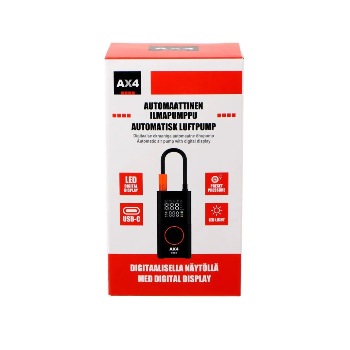 AX4 ILMAPUMPPU LADATTAVA 150PSI 18L/MIN DIGITAALINÄYTTÖ