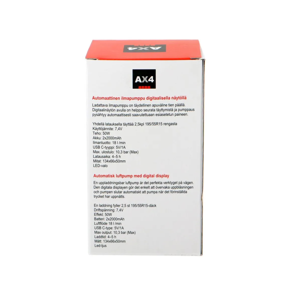 AX4 ILMAPUMPPU LADATTAVA 150PSI 18L/MIN DIGITAALINÄYTTÖ
