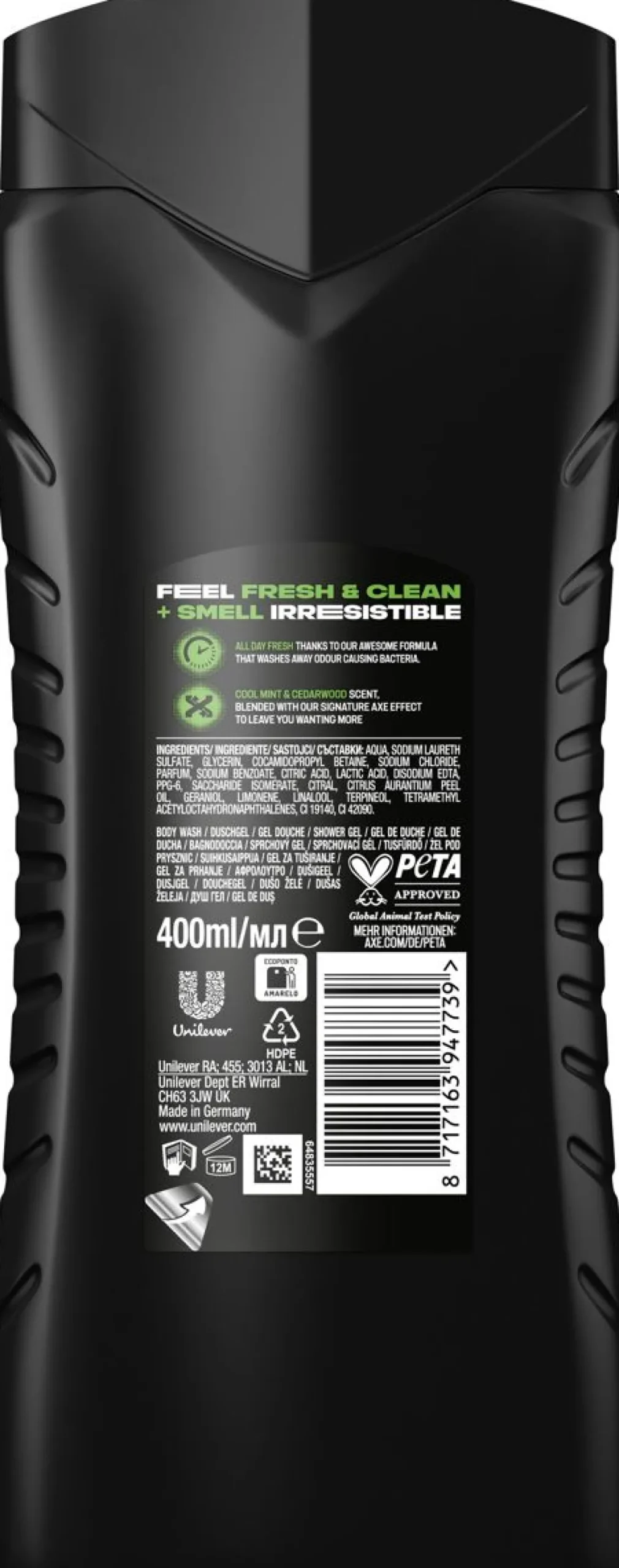 AXE SUIHKUSAIPPUA GREEN MOJITO+CEDARWOOD 400 ML