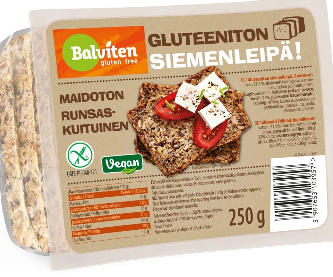 BALVITEN SIEMENLEIPÄ GLUTEENITON 250 G
