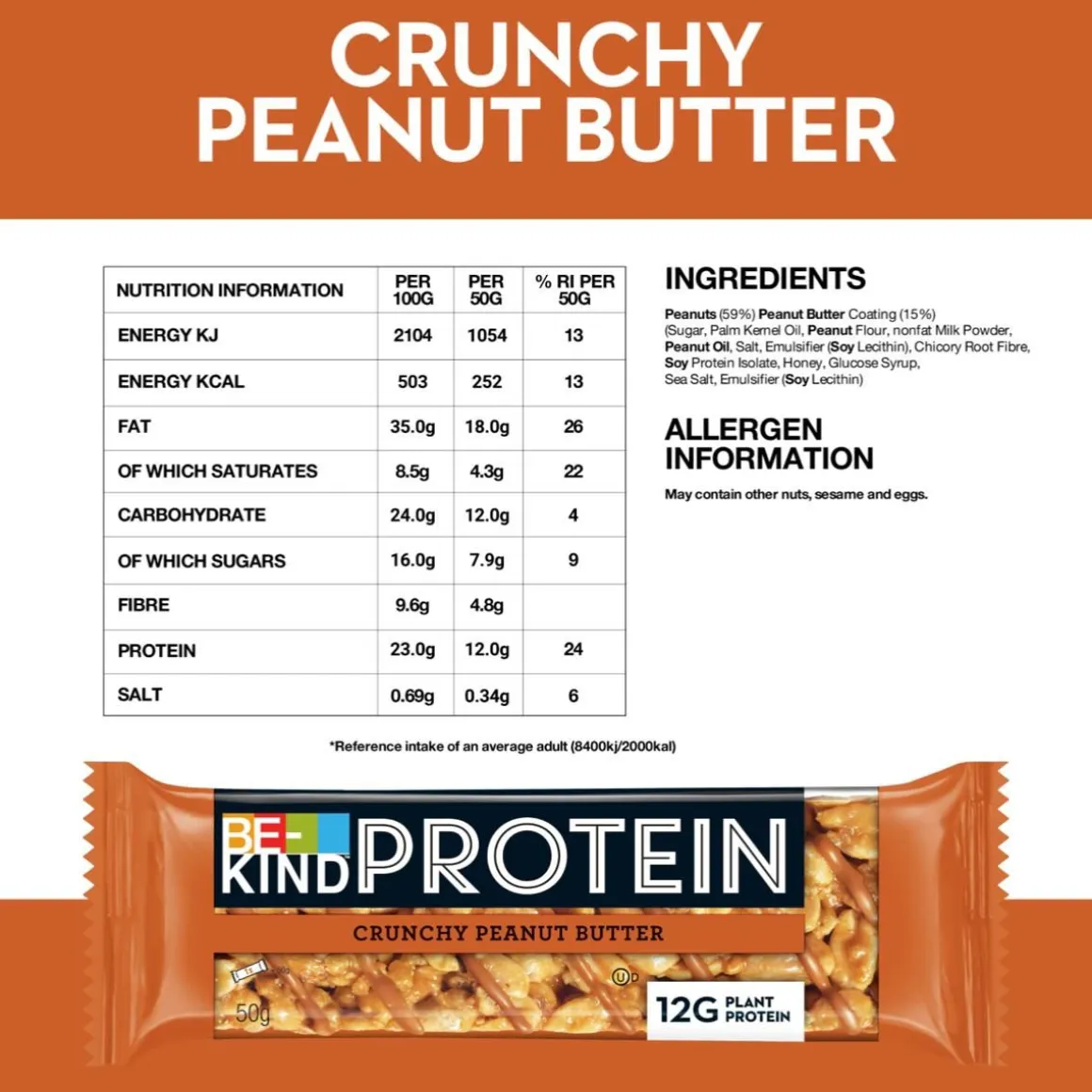 BE-KIND PROTEIN BAR CRUNCHY PEANUT BUTTER 50 G