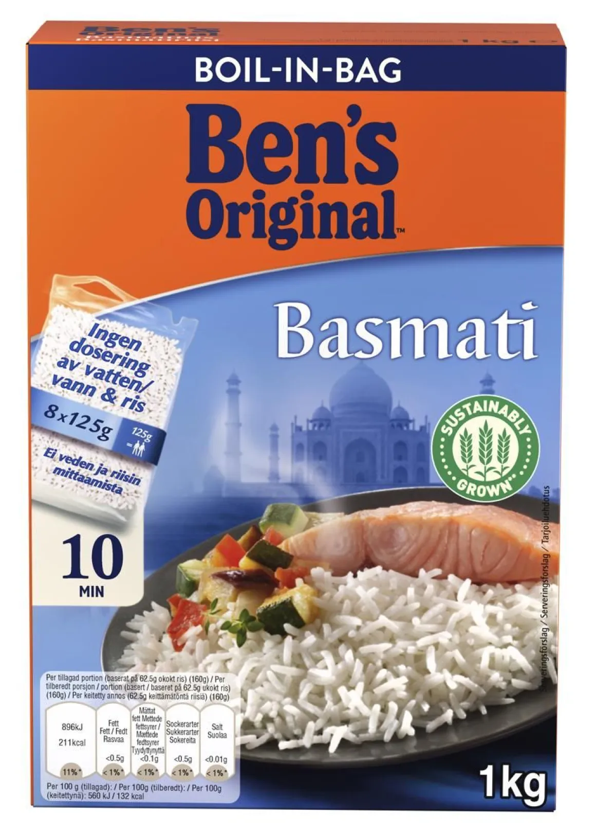 BEN'S ORIGINAL BASMATIRIISI KEITINPUSSI 8X125G