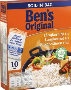 BEN'S ORIGINAL PITKÄJYVÄINEN RIISI KEITINPUSSI 4X125G 500 G