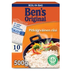 BEN'S ORIGINAL PITKÄJYVÄINEN RIISI KEITINPUSSI 4X125G 500 G