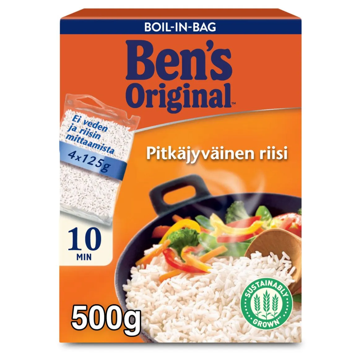 BEN'S ORIGINAL PITKÄJYVÄINEN RIISI KEITINPUSSI 4X125G 500 G