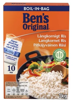 BEN'S ORIGINAL PITKÄJYVÄINEN RIISI KEITINPUSSI 8X125G