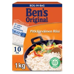 BEN'S ORIGINAL PITKÄJYVÄINEN RIISI KEITINPUSSI 8X125G