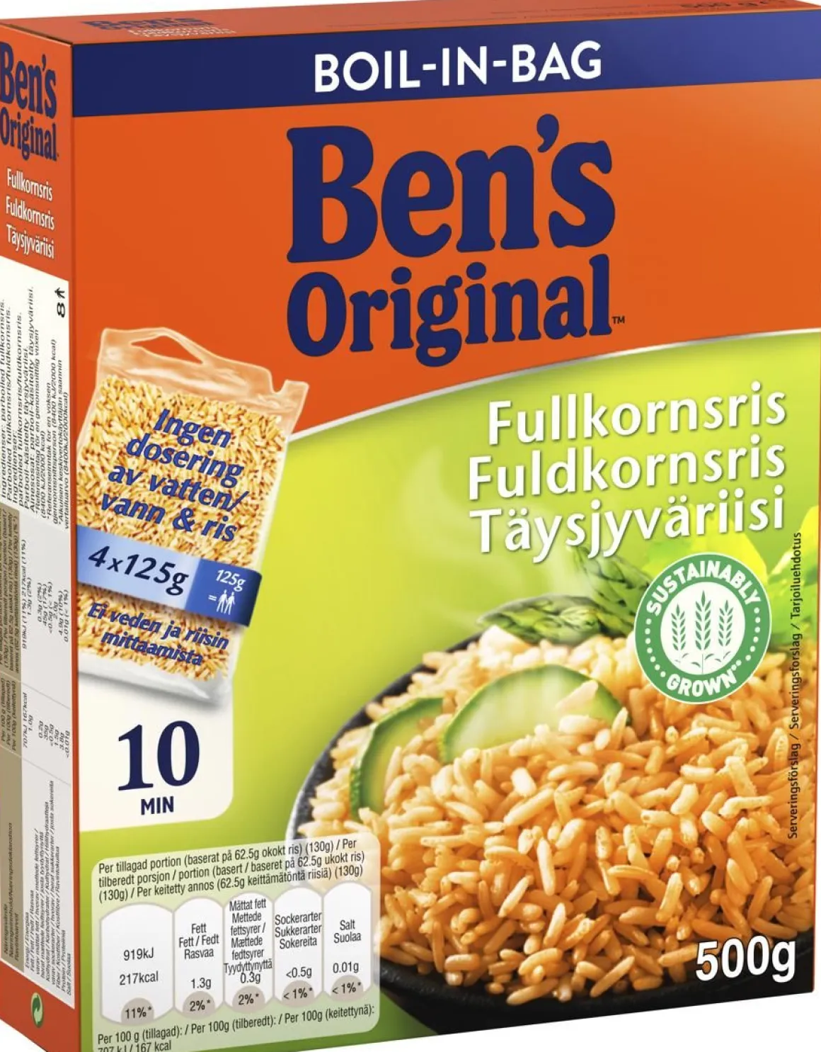 BEN'S ORIGINAL TÄYSJYVÄRIISI KEITINPUSSI 4X125G