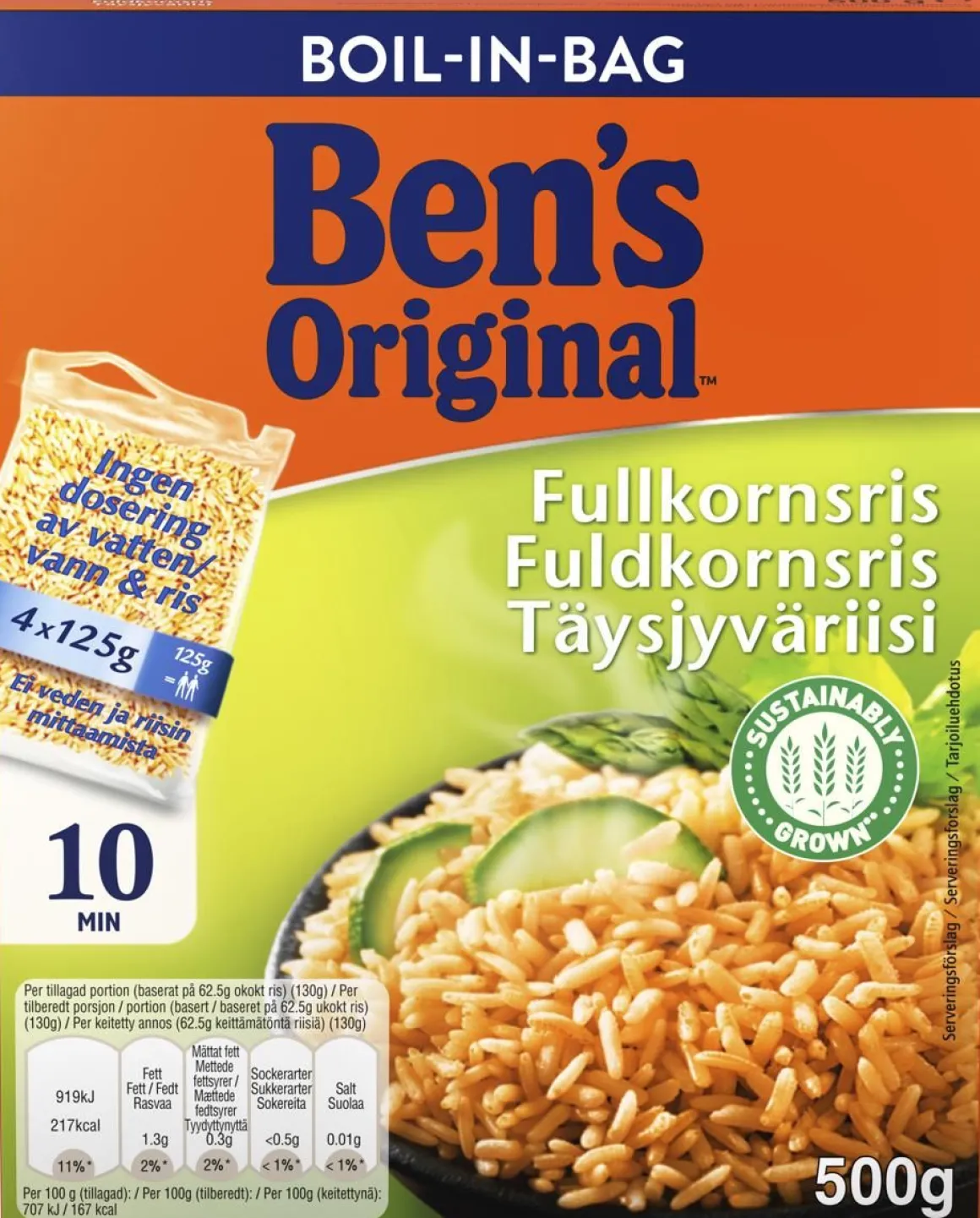 BEN'S ORIGINAL TÄYSJYVÄRIISI KEITINPUSSI 4X125G