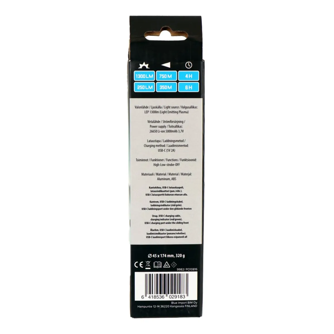 BERG TASKULAMPPU LADATTAVA 1300LM 30W WHITE LASER, FOCUS, ALUMIINI, 750M