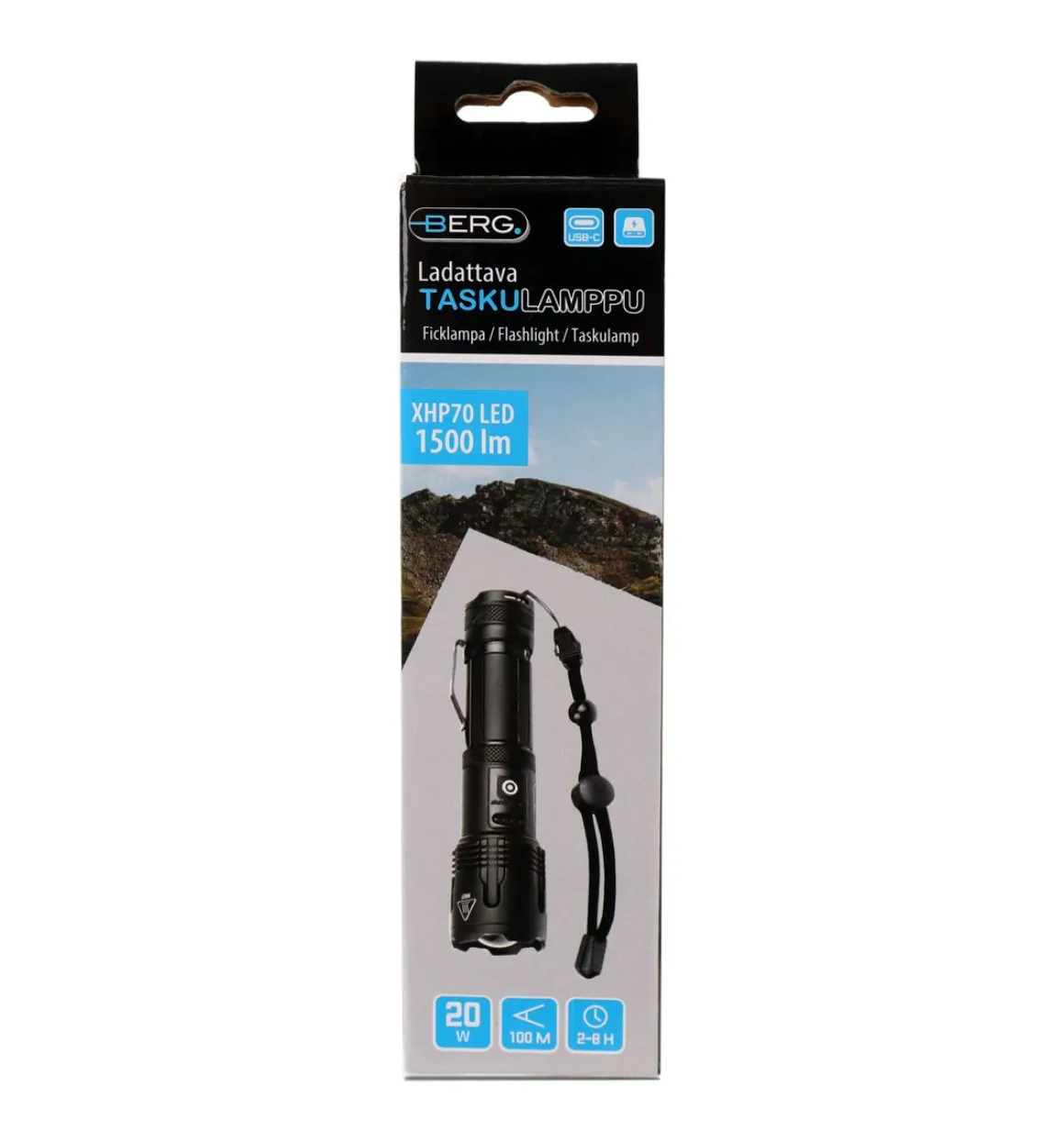BERG TASKULAMPPU LADATTAVA XHP70 1500LM