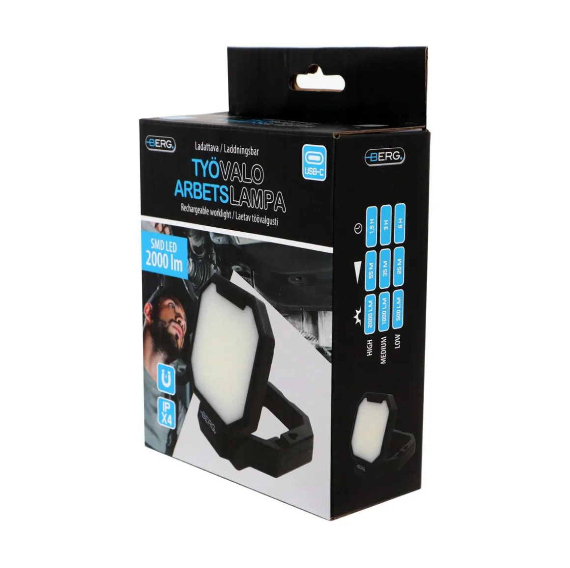 BERG TYÖVALO LADATTAVA SMD LED 2000LM PANEELI POWERBANK