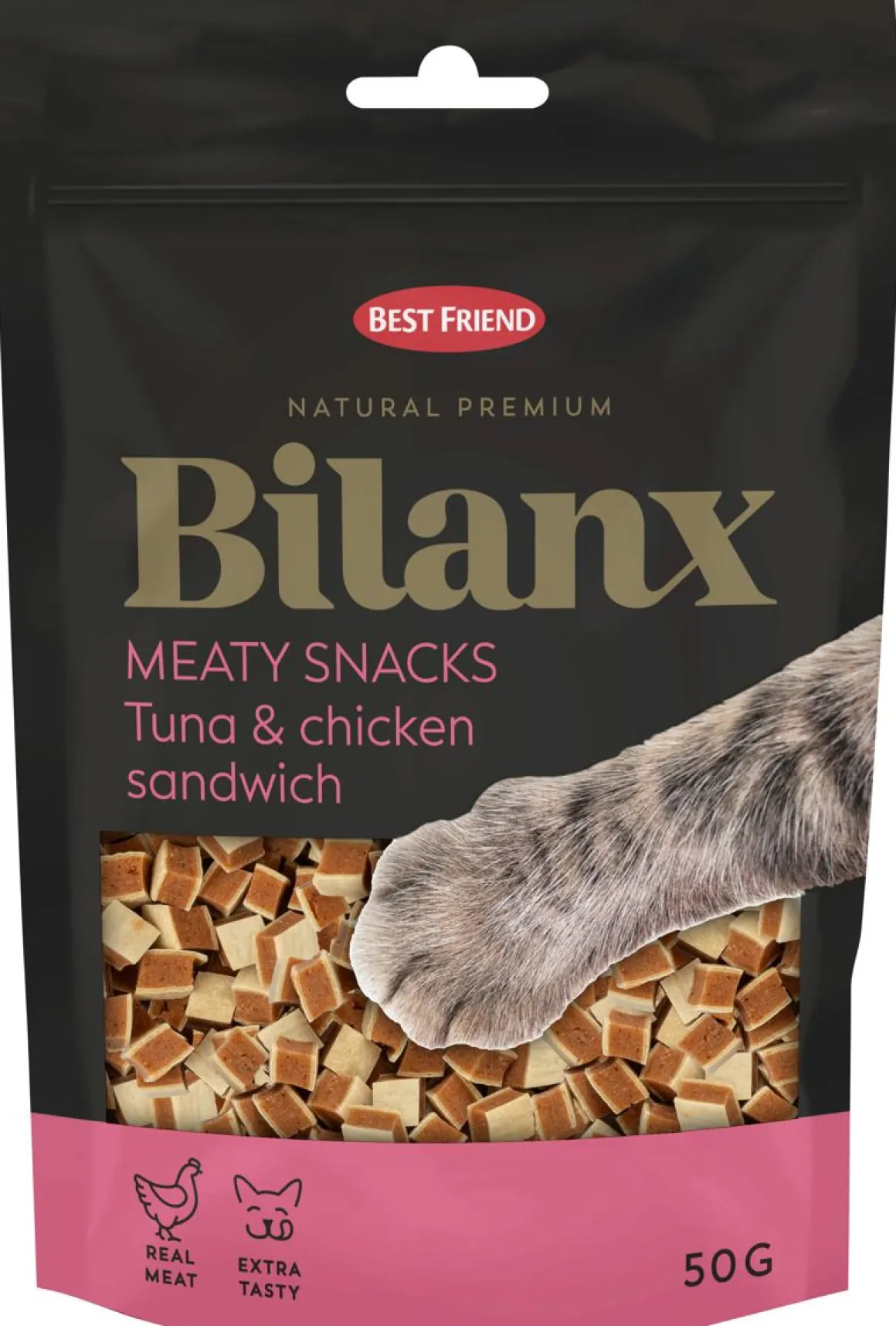 BEST FRIEND BILANX MEATY SNACKS TONNIKALA- & KANAKERROSHERKKU 50 G