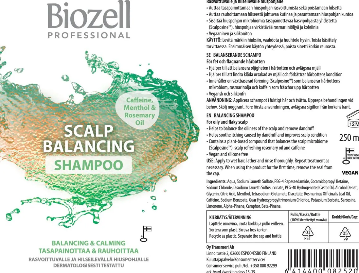 BIOZELL SCALP TASAPAINOTTAVA SHAMPOO 250 ML