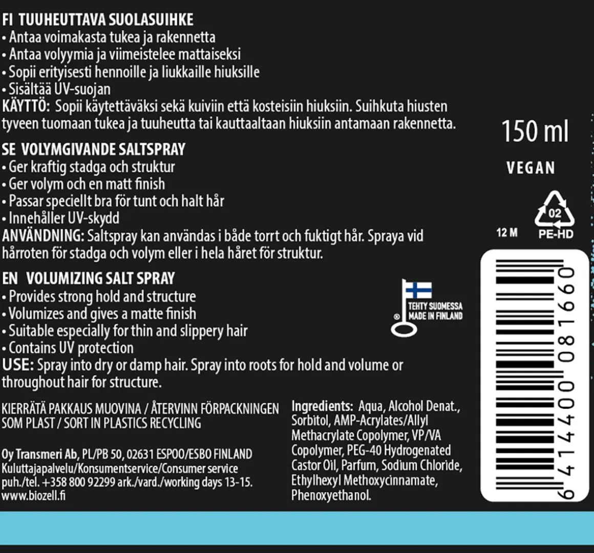 BIOZELL PROFESSIONAL MEN SUOLASUIHKE 150 ML