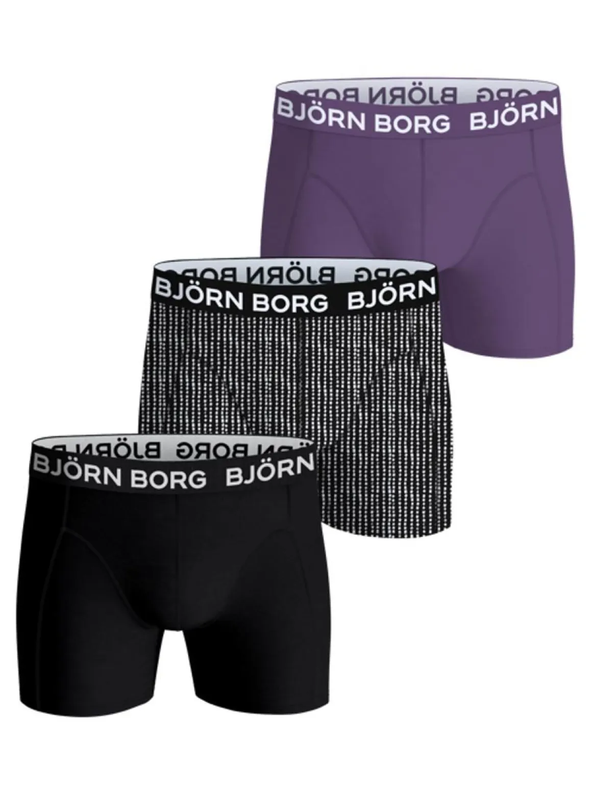 BJÖRN BORG M.BOKSERI 3-PACK MUSTA-VIOLETTI L
