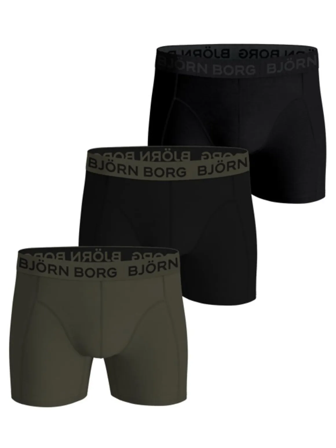 BJÖRN BORG M.BOKSERI 3-PACK MUSTA-VIHREÄ L