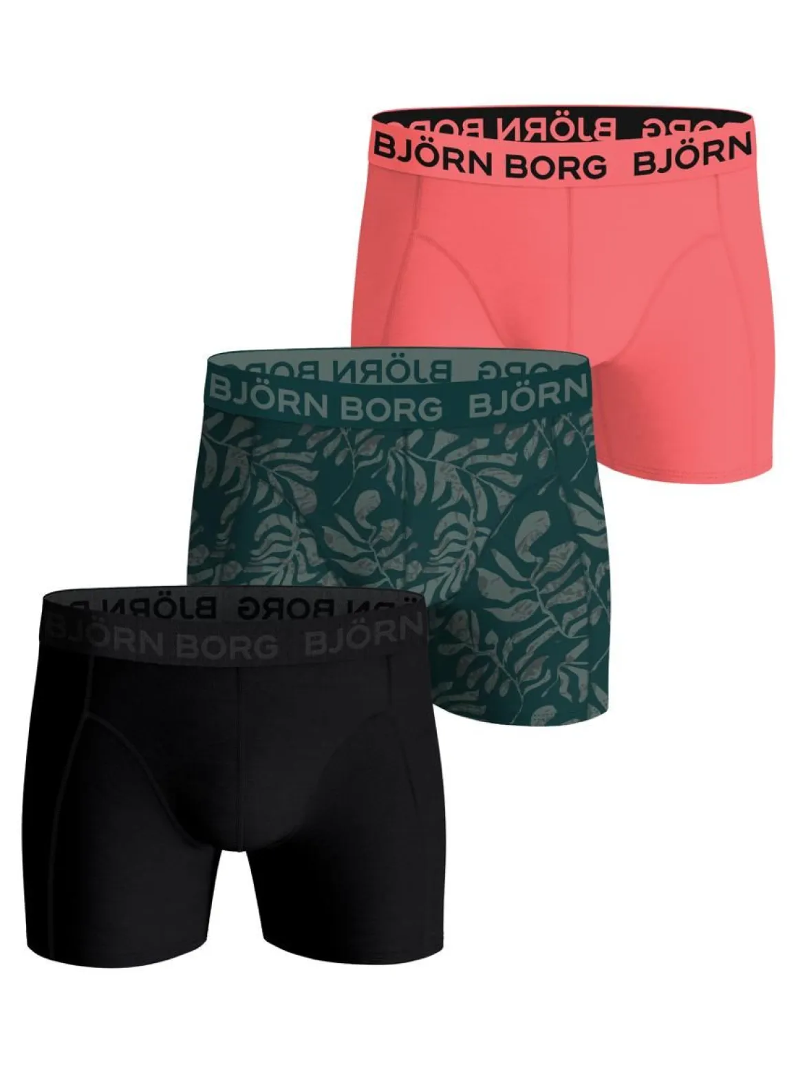 BJÖRN BORG BJÖRN BORG M. BOKSERI 3-PACK M MUSTA-VIHREÄ-PINKKI