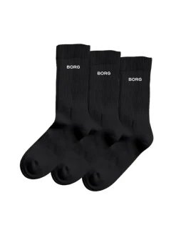 BJÖRN BORG ESSENTIAL CREW SUKAT 3-PACK 43-46 MUSTA