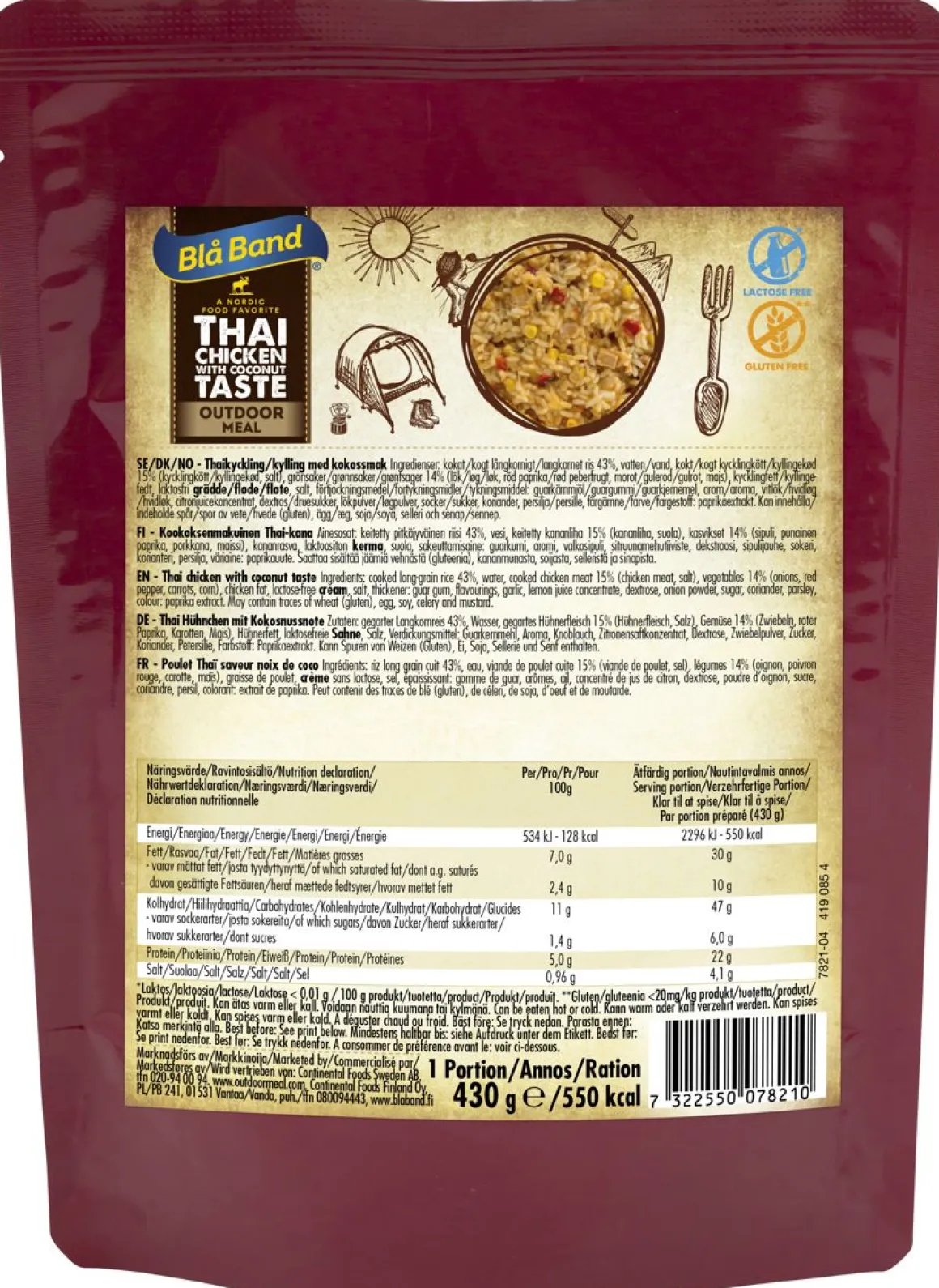 BLÅ BAND OUTDOOR MEAL THAI-KANA KOOKOS GTON LTON 430 G
