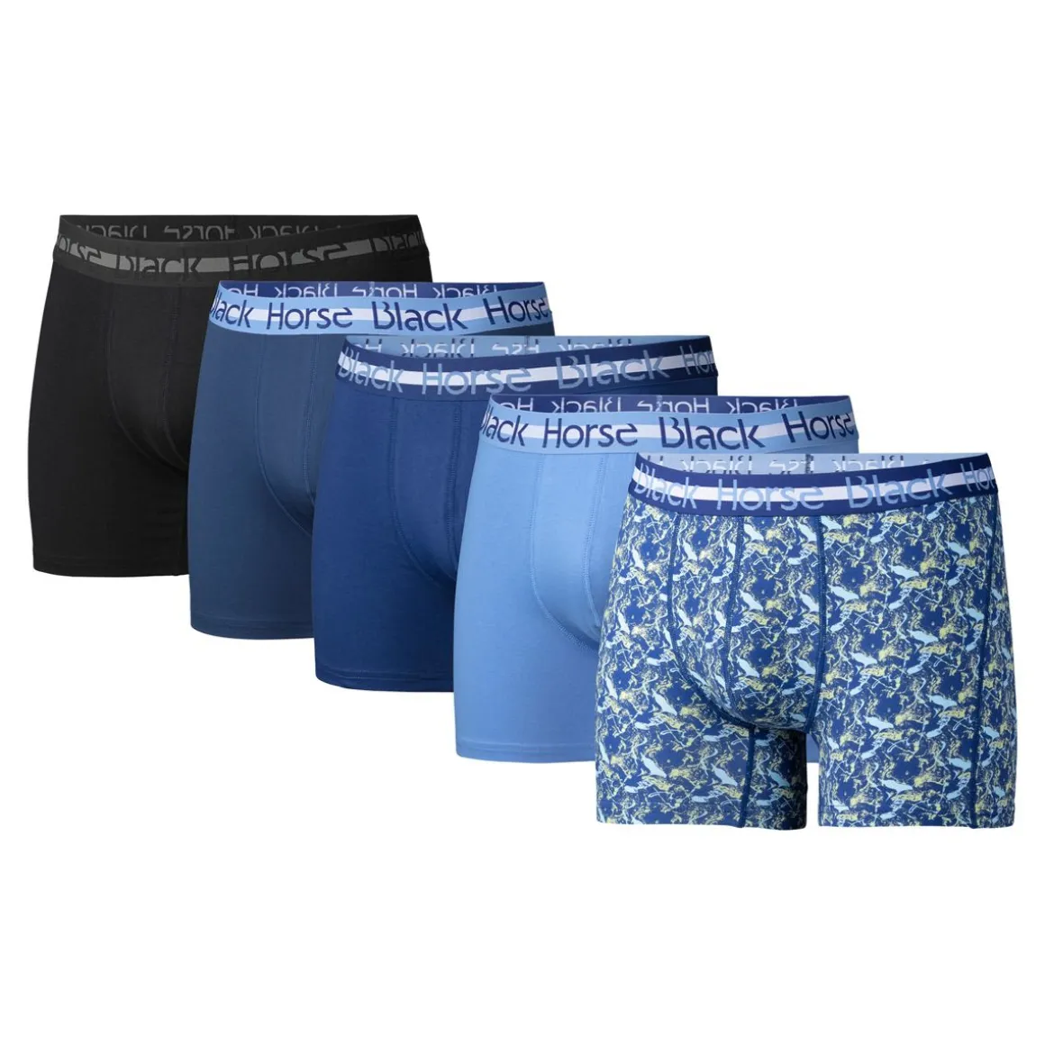 BLACK HORSE JOUSTAVA PUUVILLA BOKSERIT 5-PACK SUMMER NIGHT XXL