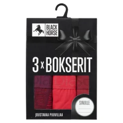 BLACK HORSE JOUSTAVA PUUVILLA BOKSERIT 3-PACK L MERLOT LAHJAPAK