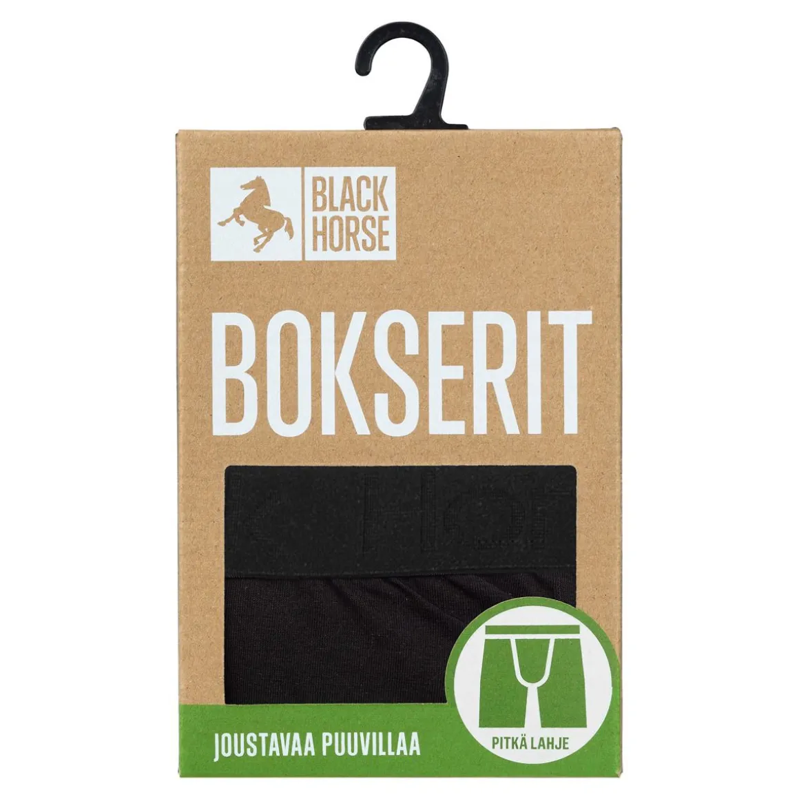 BLACK HORSE M BOKSERIT PITKÄ LAHJE MUSTA S