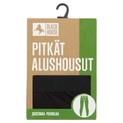 BLACK HORSE   M. PITKÄT ALUSHOUSUT M  JOUST.PUUVILLA MUSTA