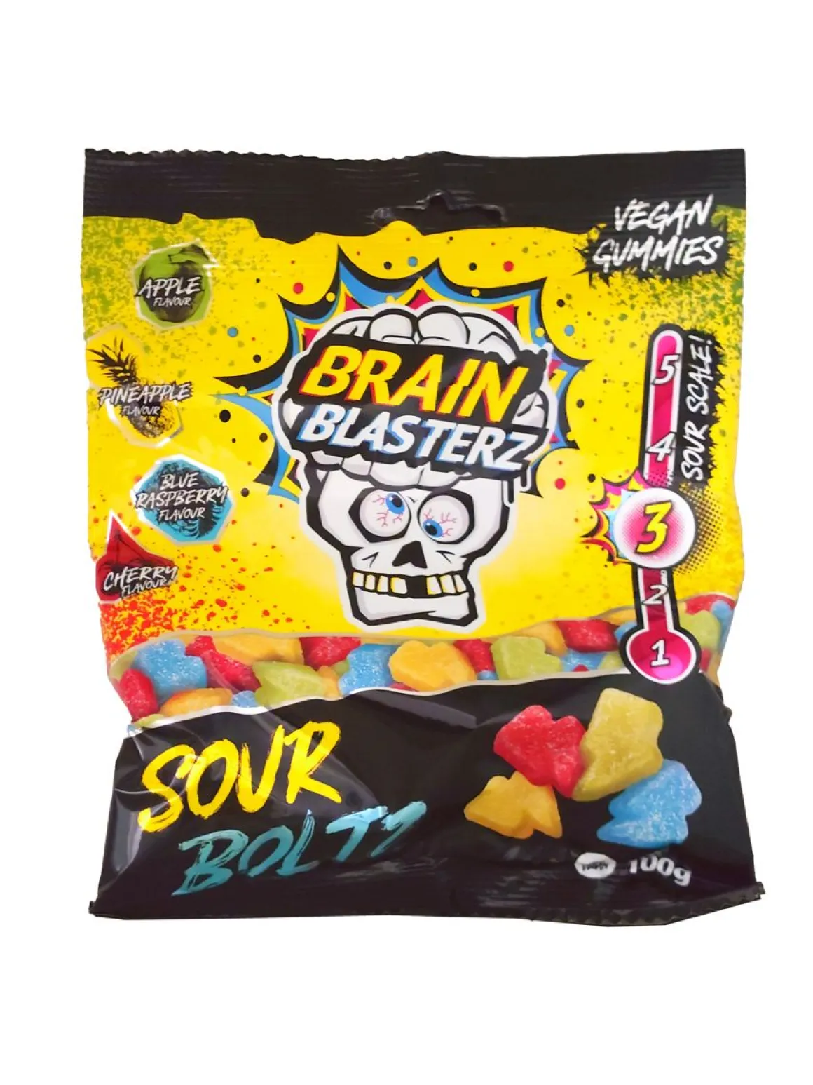 BRAIN BLASTERZ SOUR BOLTZ KIRPEÄ MAKEISSEKOITUS 100 G