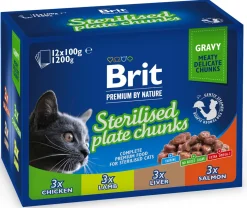 BRIT PREMIUM BY NATURE CAT ANNOSP. STERILISED PLATE CHUNKS 12*1 1,2 KG