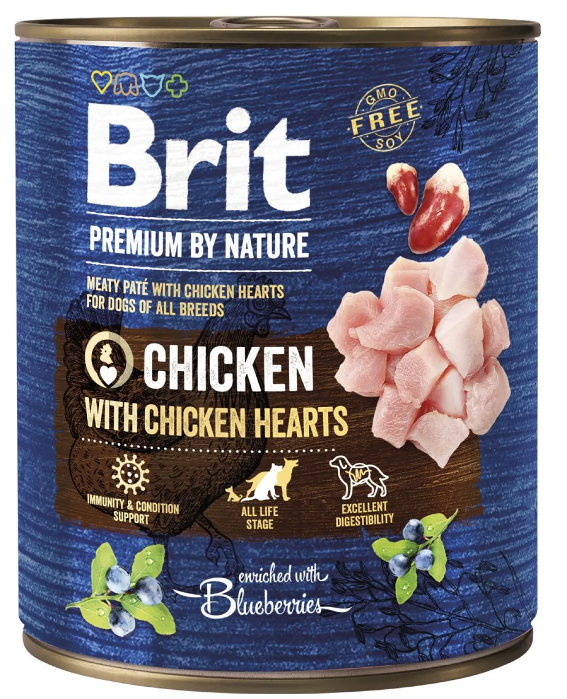 BRIT PREMIUM BY NATURE PATE CHICKEN WITH CHICKEN HEARTS 800 G