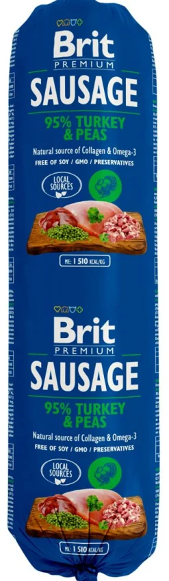 BRIT PREMIUM SAUSAGE TURKEY & PEAS 800 G