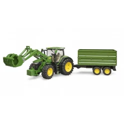 BRUDER BR3155 JOHN DEERE 7R 350 ETUKUORMAAJALLA JA PERÄVAUNULLA