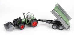 BRUDER FENDT 209 S TRAKTORI ETUKAUHALLA +KIPPIPERÄVAUNULLA