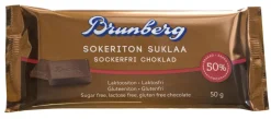 BRUNBERG SOKERITON JA LAKTOOSITON SUKLAALEVY 50 G